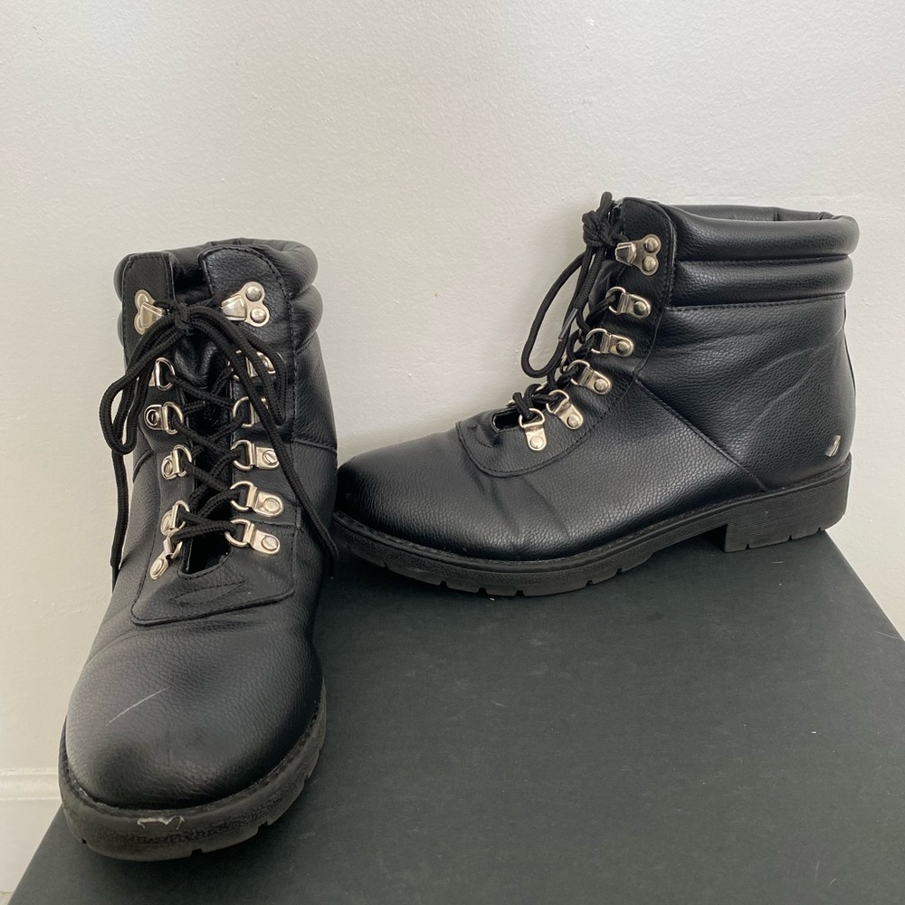 Nautica Black Leather Ankle Boots, US 10